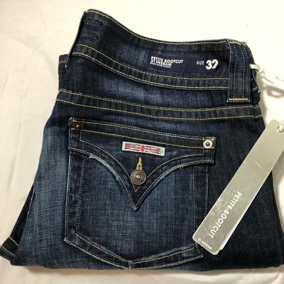 Hudson NEW womens jeans 32x31 petite bootcut dark wash stretchy y2k flap pockets - Picture 1 of 13